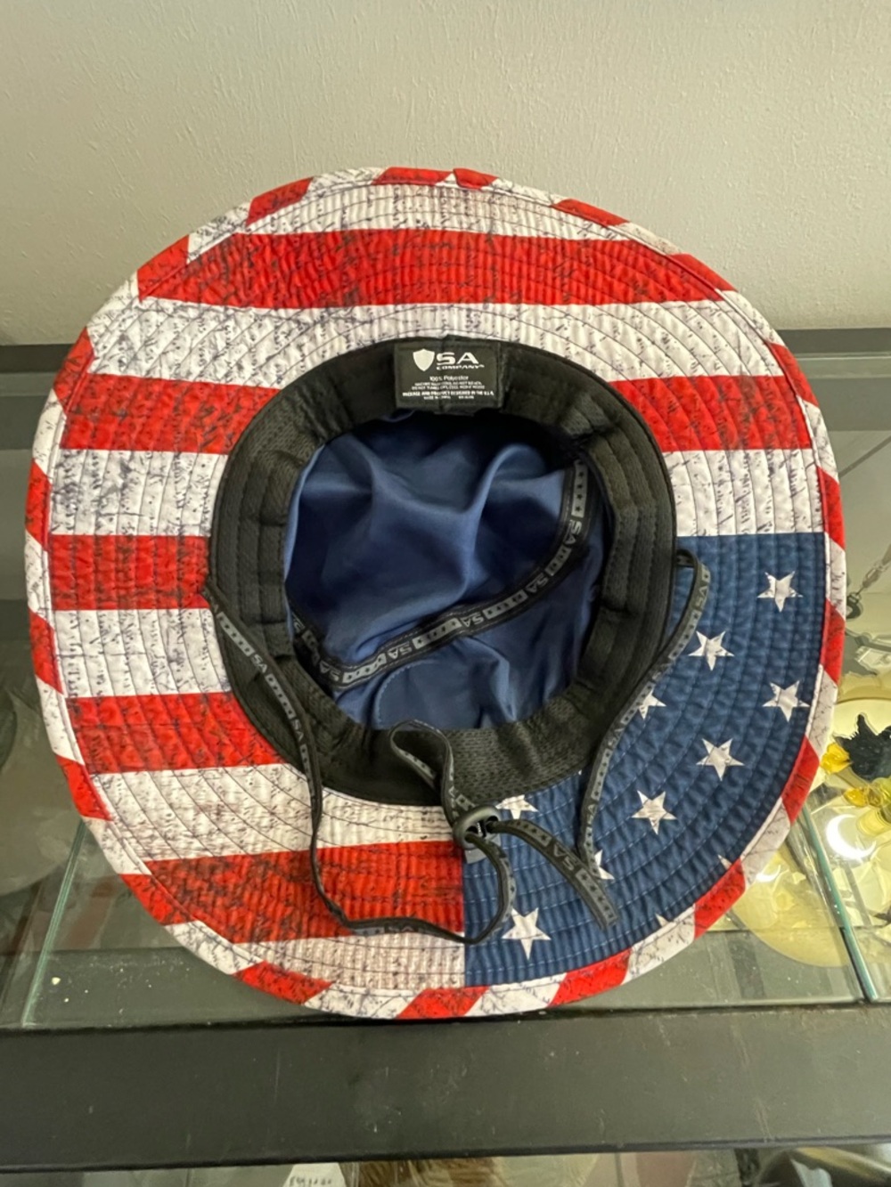 Navy Bucket Hat with Red & White Trim - Picture 3 of 4